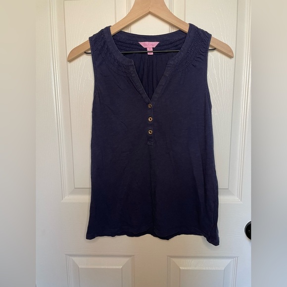 Lilly Pulitzer Essie Top in True Navy - Picture 2 of 5